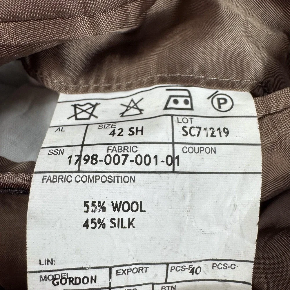 Jos A Bank Signature Blazer Mens 42 Short Brown Wool Silk Gordon Sport Coat